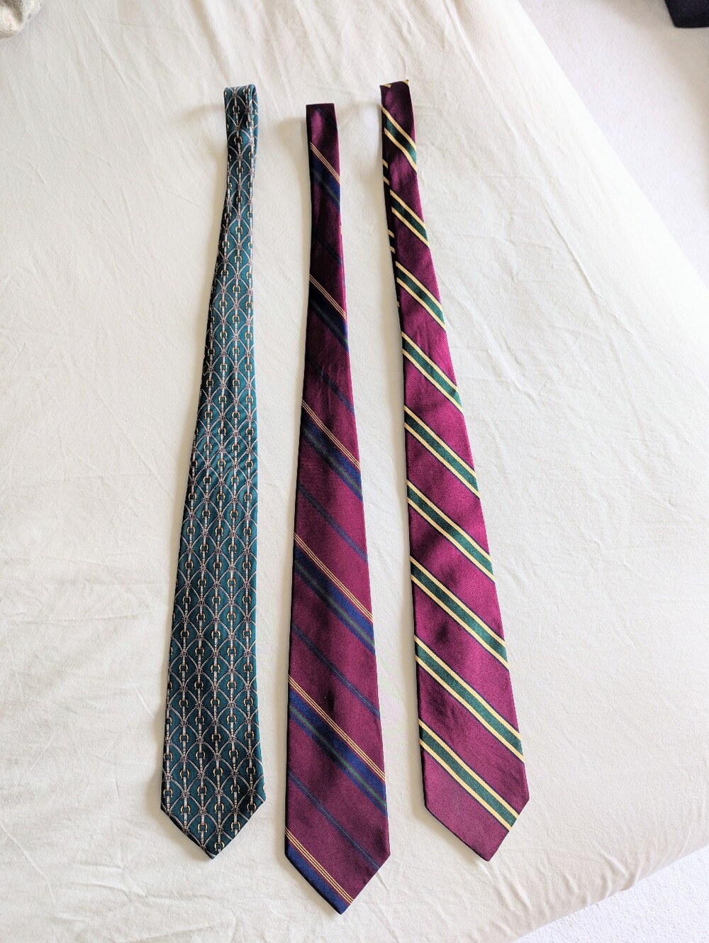 Brooks Brothers 3 Piece Jewel Striped And Buckle Patterned Tone Silk Tie Set